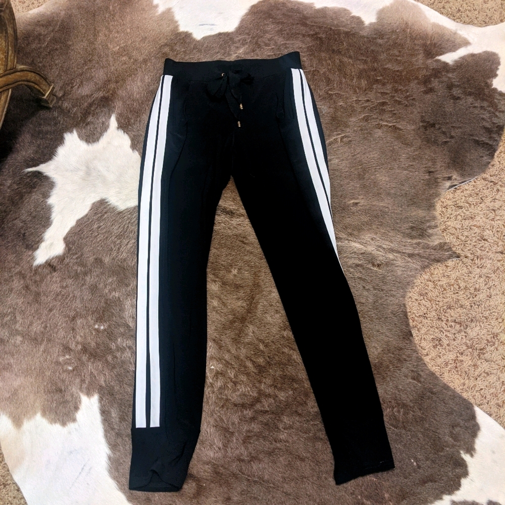 Black w/white racing stripes joggers